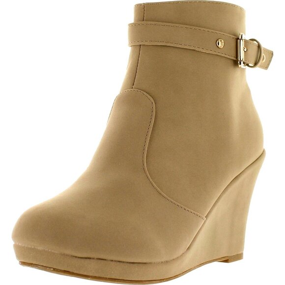Top Moda Wedge Ankle Boot – Faux Suede • Buckle Strap • Elevated Everyday Style - Picture 1 of 5